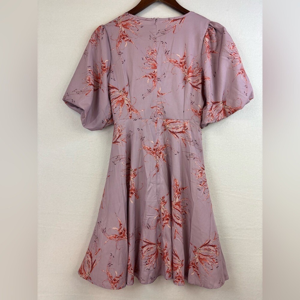 NEW Pink‎ Floral Easter Dress Bow Mini Short Sleeve V Neck Wedding Blush Small - Picture 8 of 14